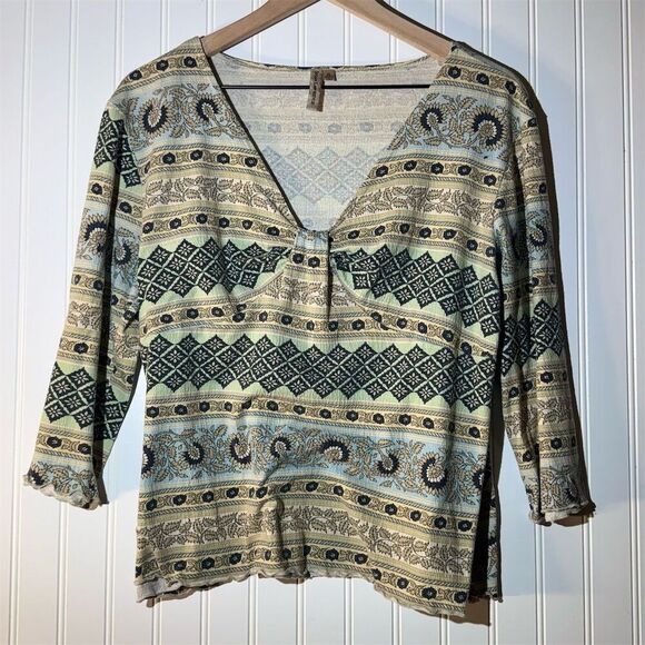 Vintage Susan Lawrence Boho Floral Peasant Top XL USA Y2K Cottagecore - Picture 7 of 9